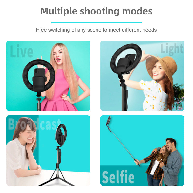 Compatible with Apple, Mobile Phone Live Support 8 Inch Beauty Led Ring Light Photography Tripod