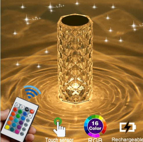 "Creative Crystal Diamond Table Lamp – Rechargeable Acrylic Bedside Light"
