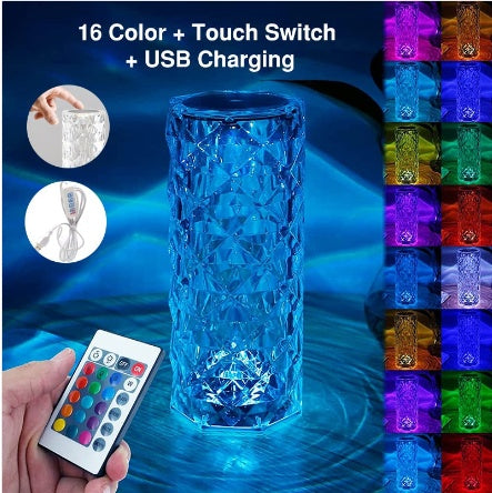 "Creative Crystal Diamond Table Lamp – Rechargeable Acrylic Bedside Light"