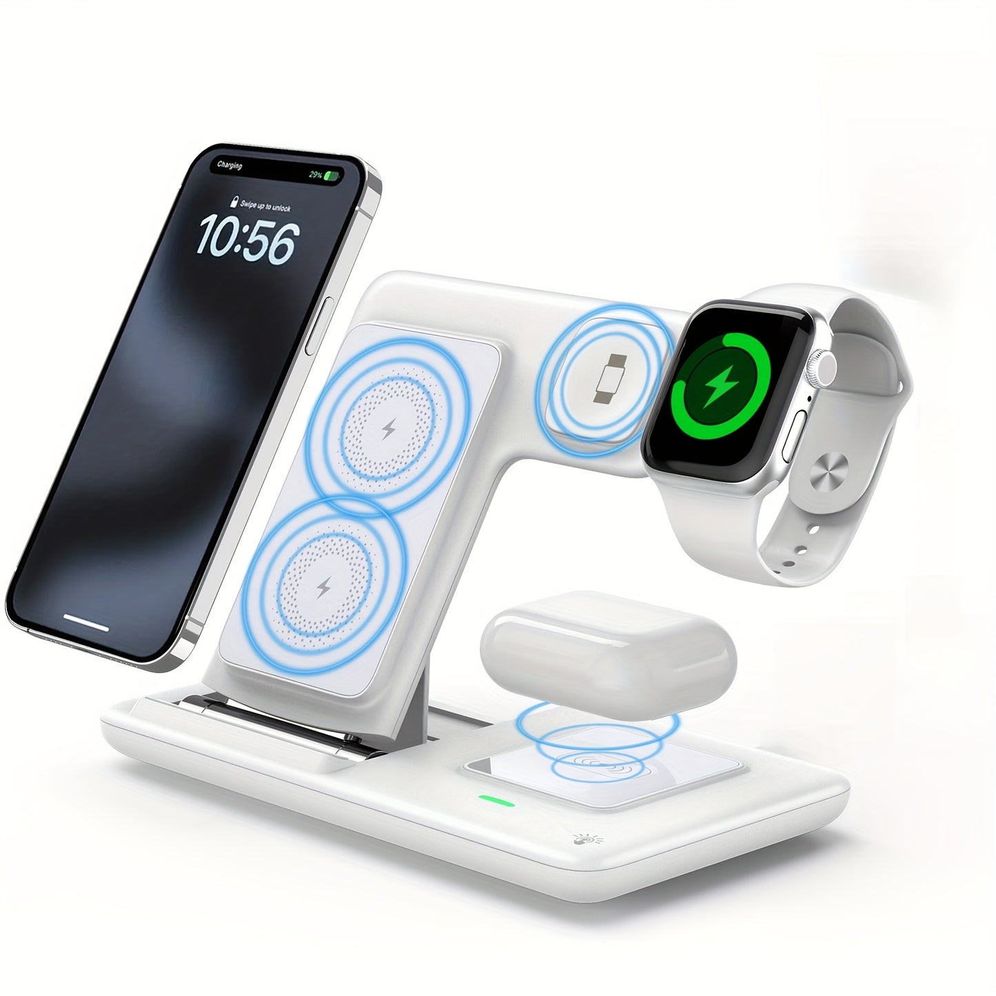 30W Foldable Wireless Charger Stand Pad Night Light Fast Charging Station For iPhone 15 14 13 12 11 X 8 Apple Watch 8 7 AirPods