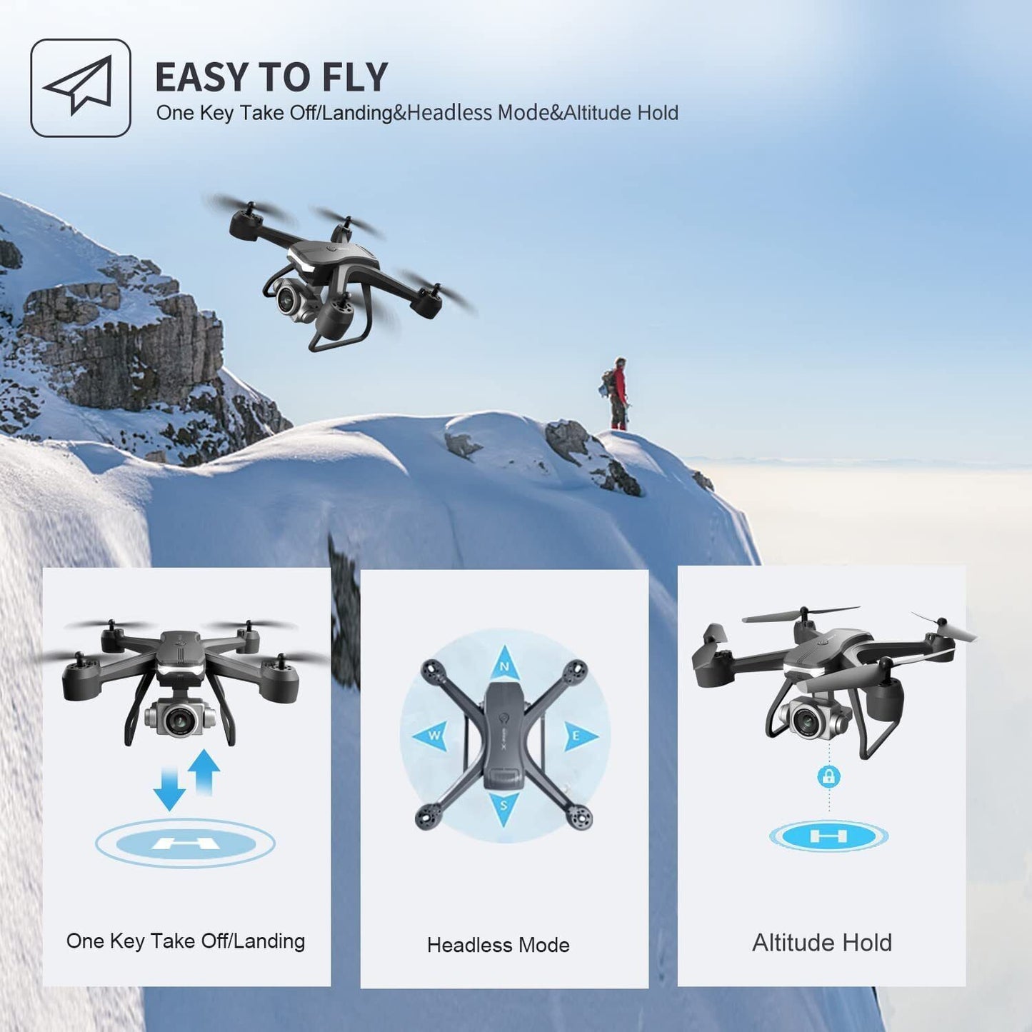 Drone professionnel V14 6K HD double caméra Wifi FPV quadricoptère RC portable