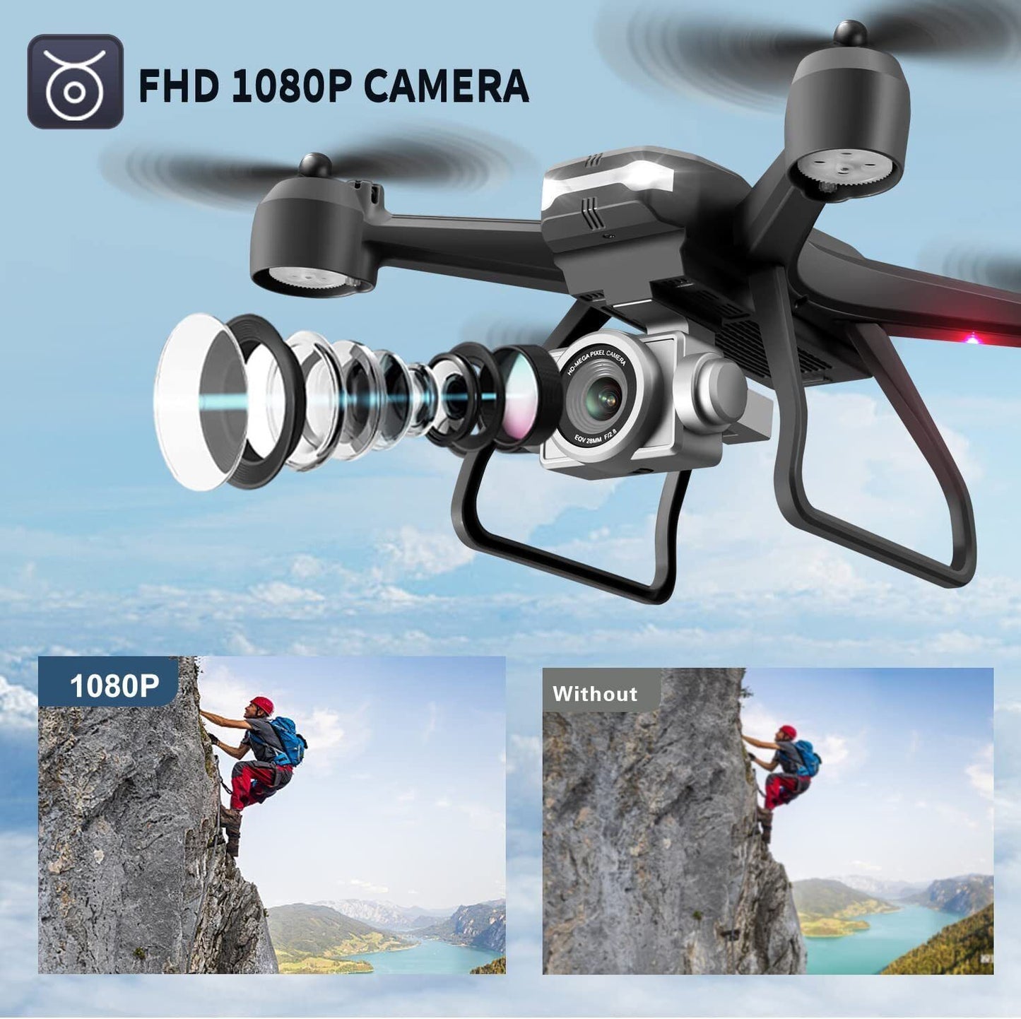 Drone professionnel V14 6K HD double caméra Wifi FPV quadricoptère RC portable