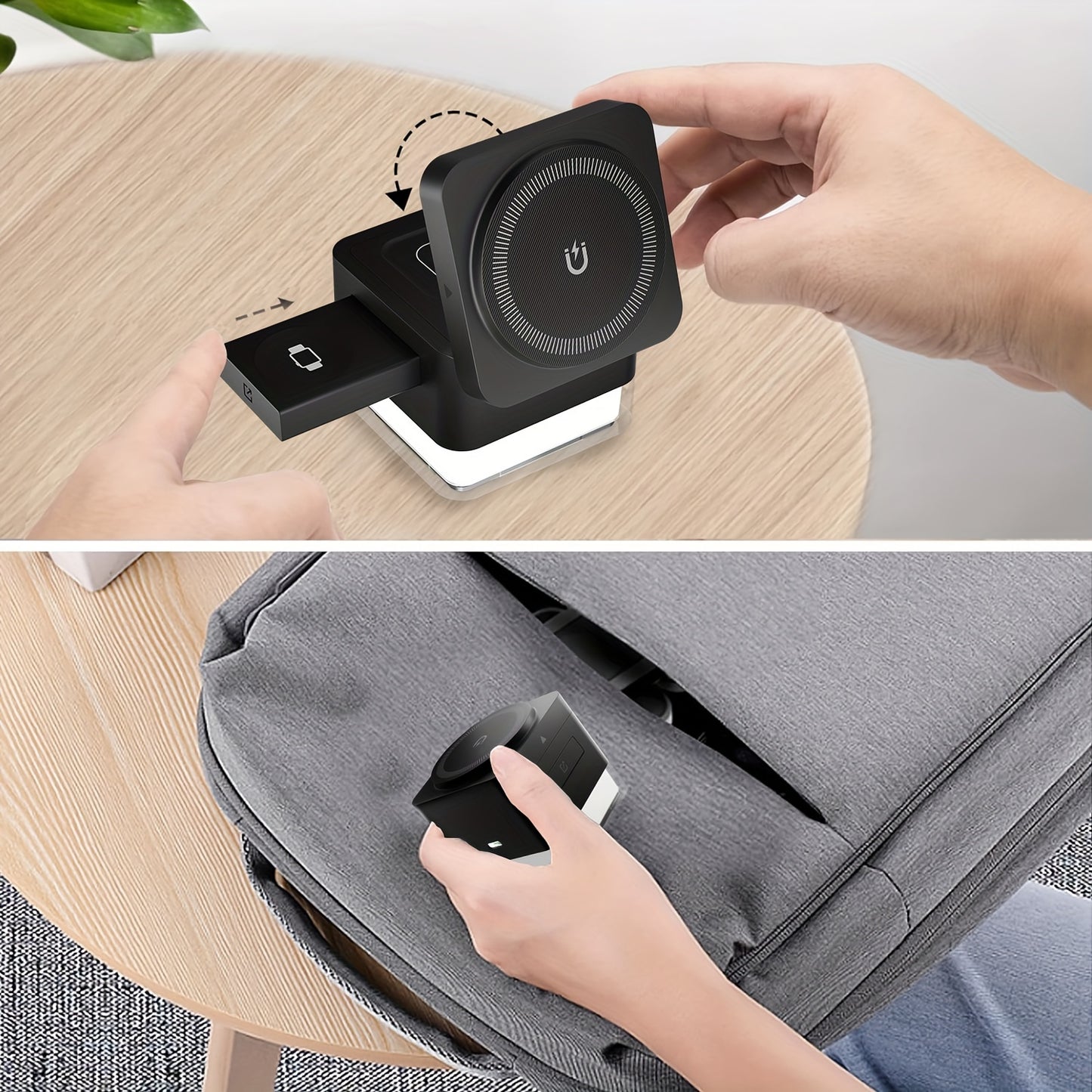 30W 3 in 1 Wireless Charger Wrieless Charging Station Foldable Cube Charger Stand for Multple Devices for iPhone 15/14/13/12
