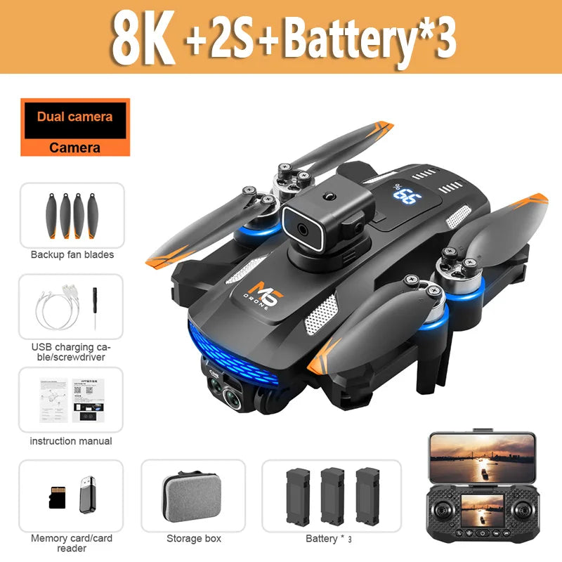 Drone M6, moteur sans balais, photographie aérienne professionnelle 8K HD, évitement d'obstacles, drone à quatre rotors, hélicoptère, jouets 2025