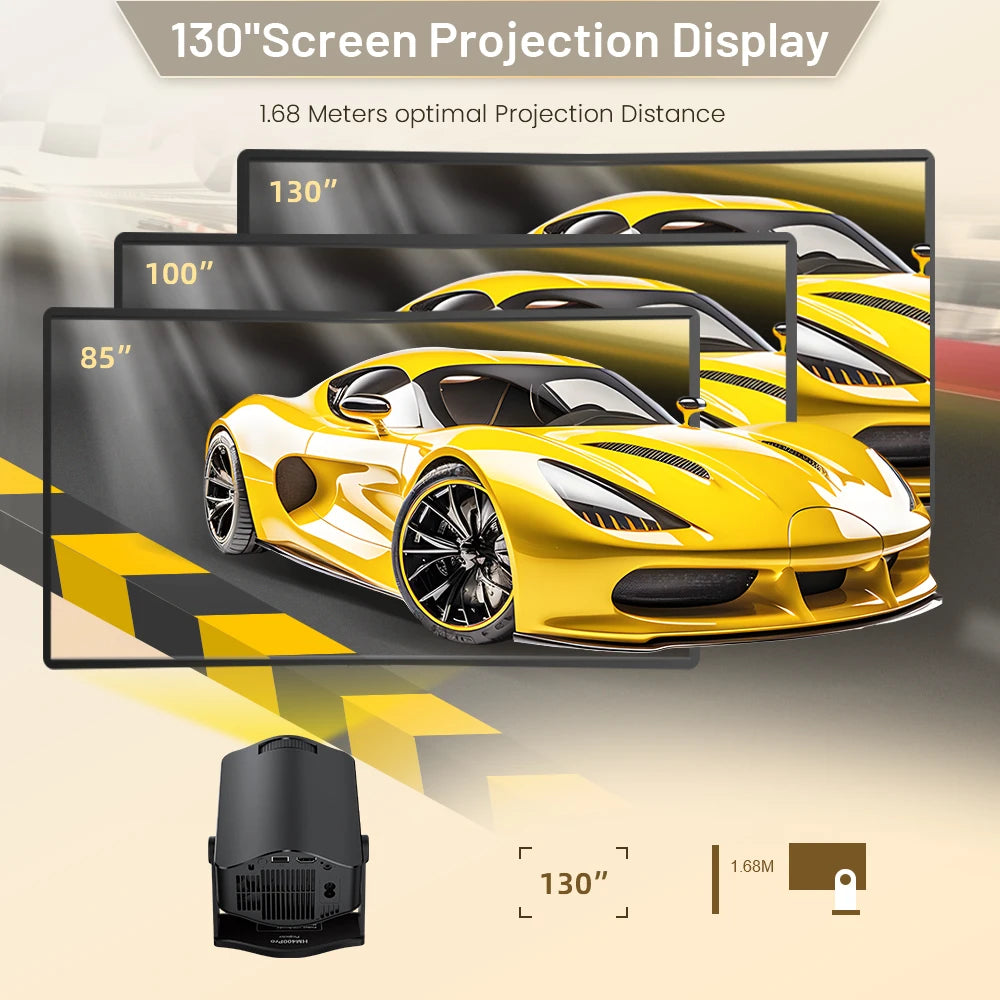 Mini projecteur 200 ANSI 1280*720P Android 11 Bluetooth Dual WiFi 6 pour cinéma