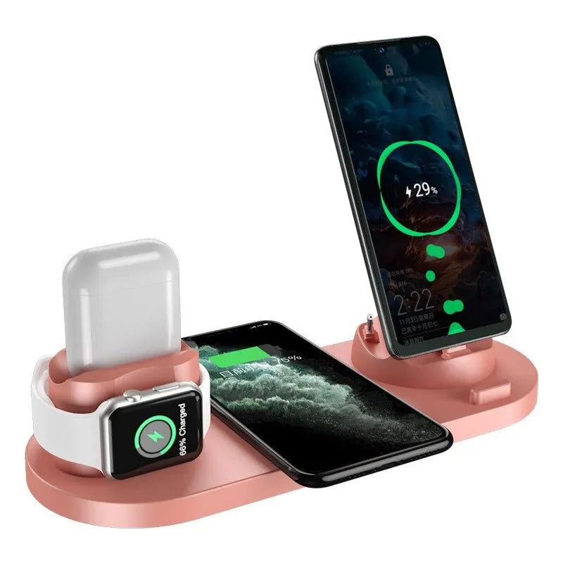 Support de chargeur sans fil 6 en 1 pour iPhone 15, 14, 13, 12 Pro Max, Apple Watch, Airpods, chargeurs de téléphone, station de charge rapide
