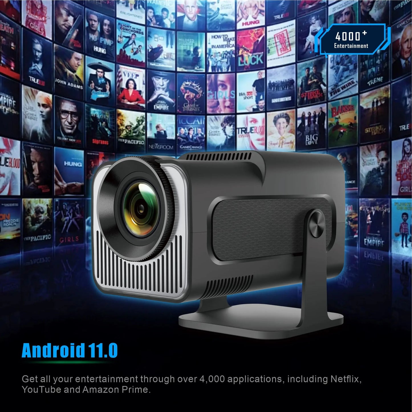 Android 11.0 Projector LED Beamer Home Cinema 300ANSI 720P WIFI Smart TV for 1080P 4K
