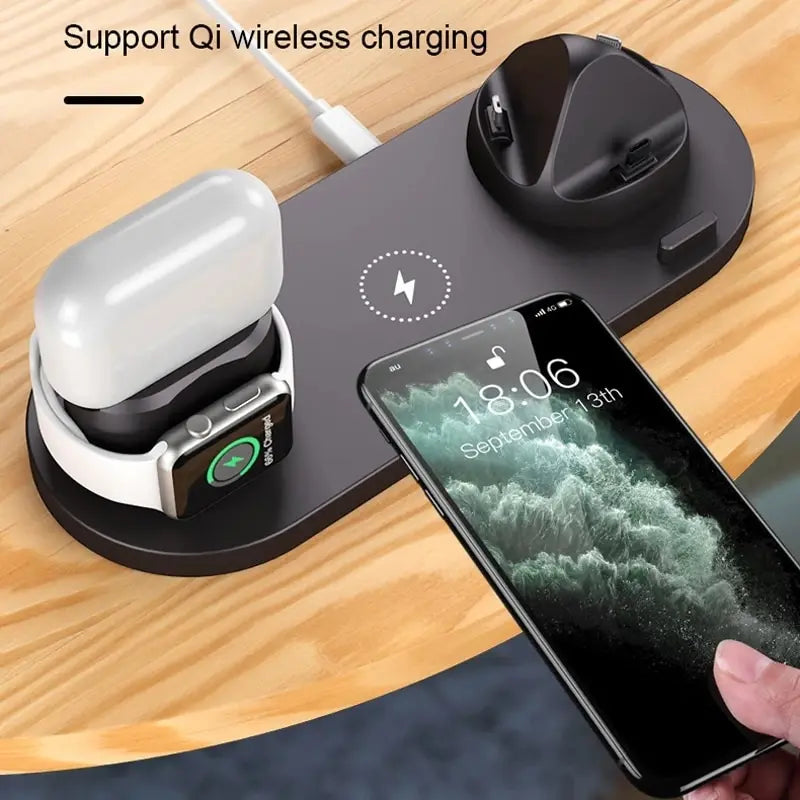 Support de chargeur sans fil 6 en 1 pour iPhone 15, 14, 13, 12 Pro Max, Apple Watch, Airpods, chargeurs de téléphone, station de charge rapide