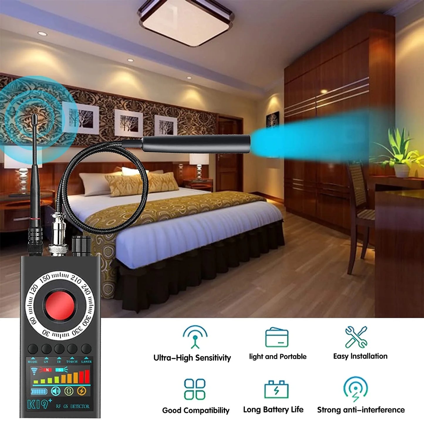 Eavesdropping Hidden Camera Detector RF Wireless Gsm Sound Signal Wiretapping GPS Tracker Spy Cam Detector Bug Finder