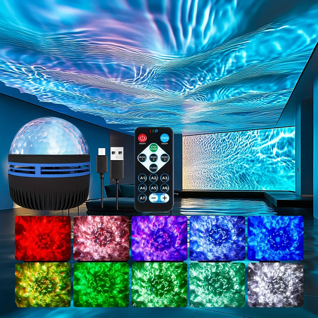 Projector LED NightLights USB Plug-in Remote Control RGB Galaxy Light 7 Modes for Party Room Bedroom Bar Decor
