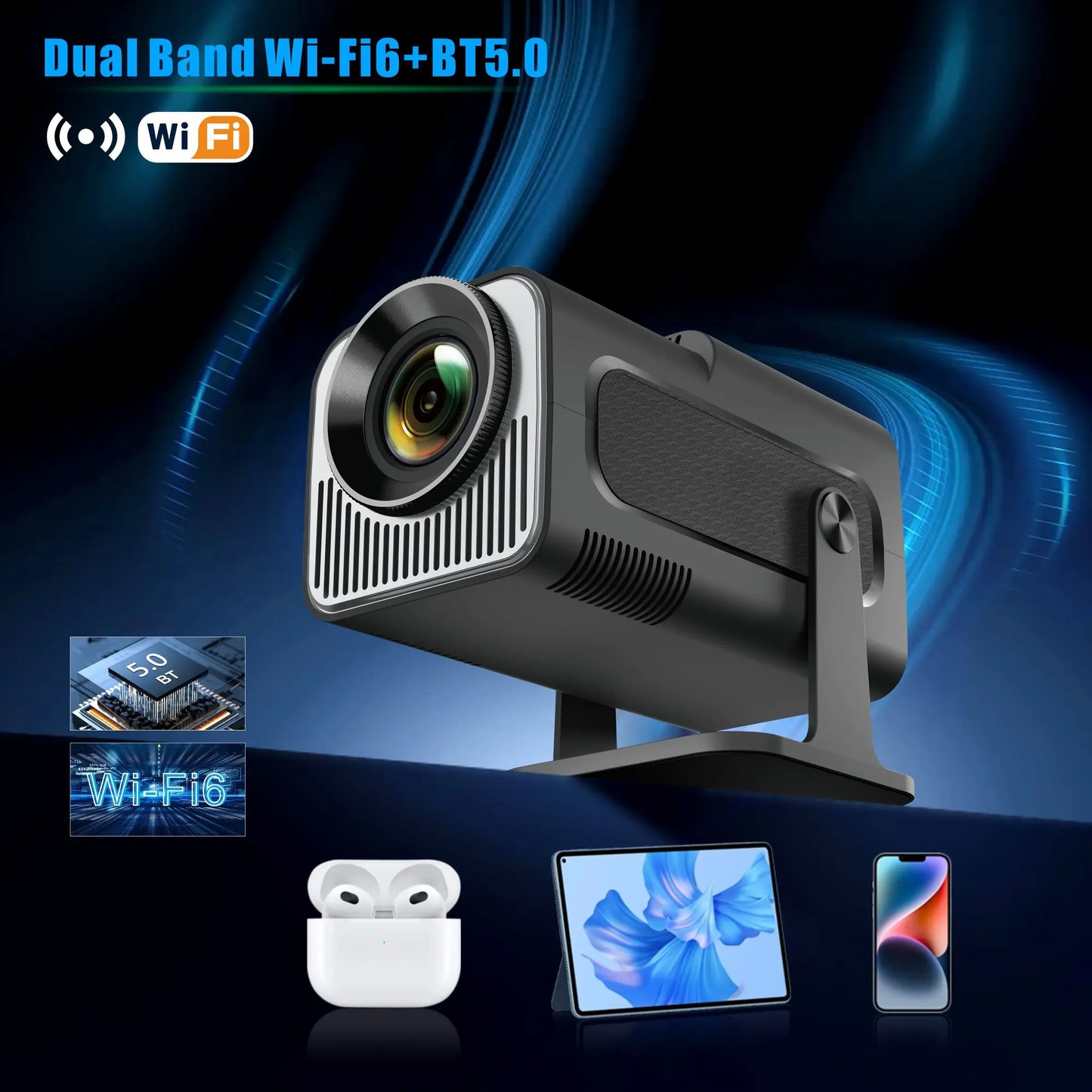 Android 11.0 Projector LED Beamer Home Cinema 300ANSI 720P WIFI Smart TV for 1080P 4K