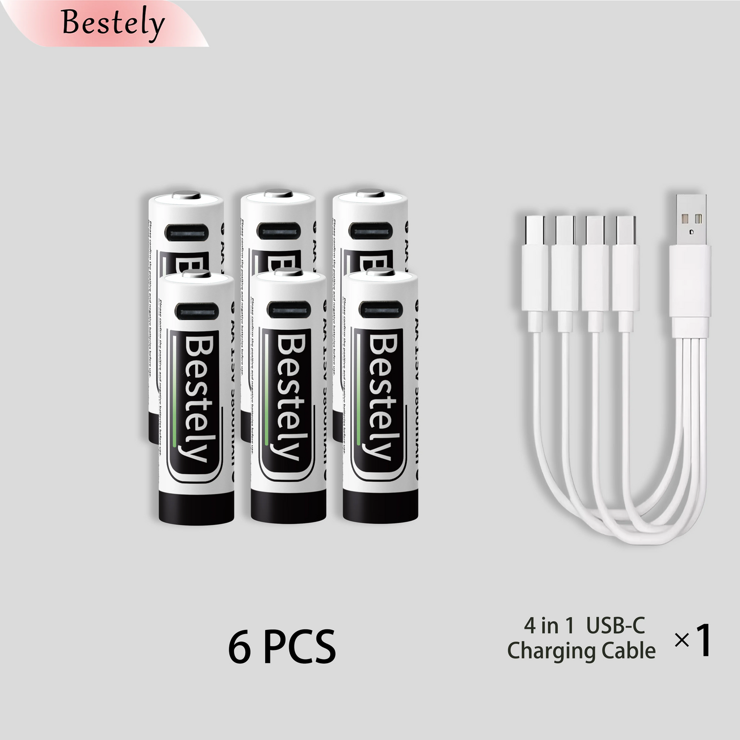 AA Rechargeable Batteries 1.5V 5800mAh Li-ion Battery Long-Lasting High Capacity Lithium,2000 Cycle with free USB-C cables