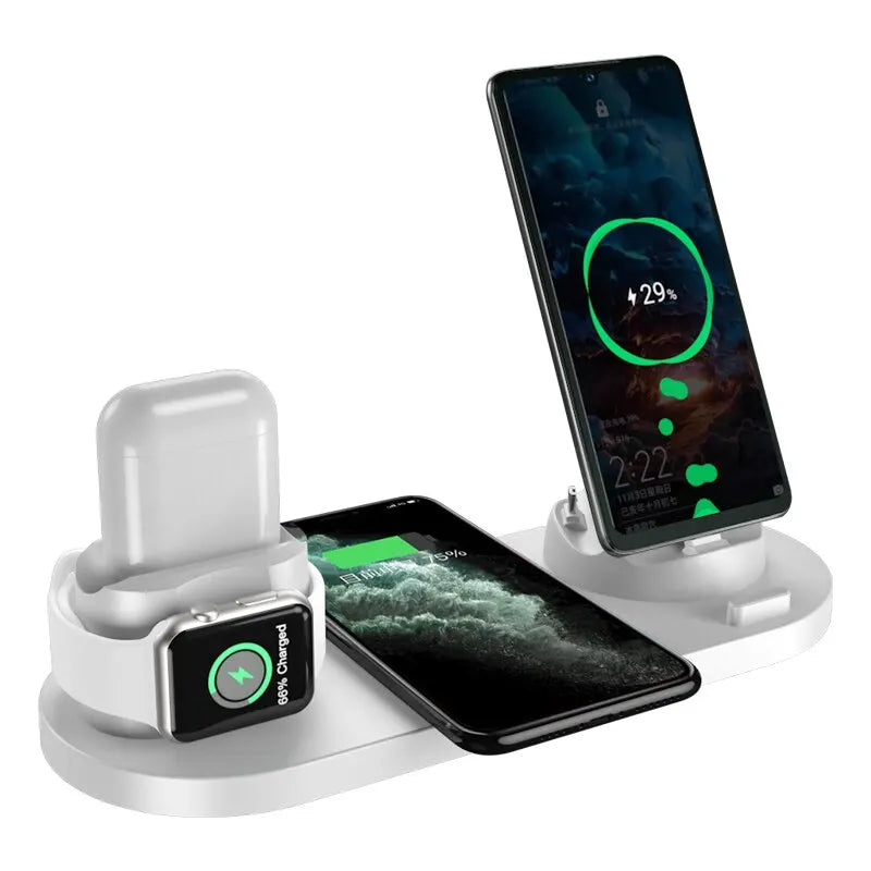 Support de chargeur sans fil 6 en 1 pour iPhone 15, 14, 13, 12 Pro Max, Apple Watch, Airpods, chargeurs de téléphone, station de charge rapide