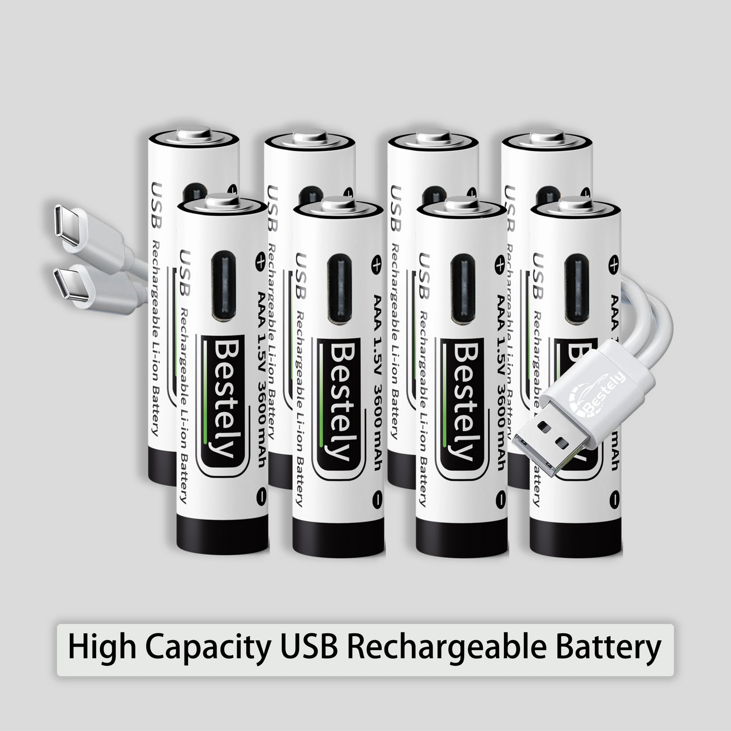 1.5V AAA 3600mAh Rechargeable Lithium Battery High Capacity Li-ion Battery USB-C Fast Charging