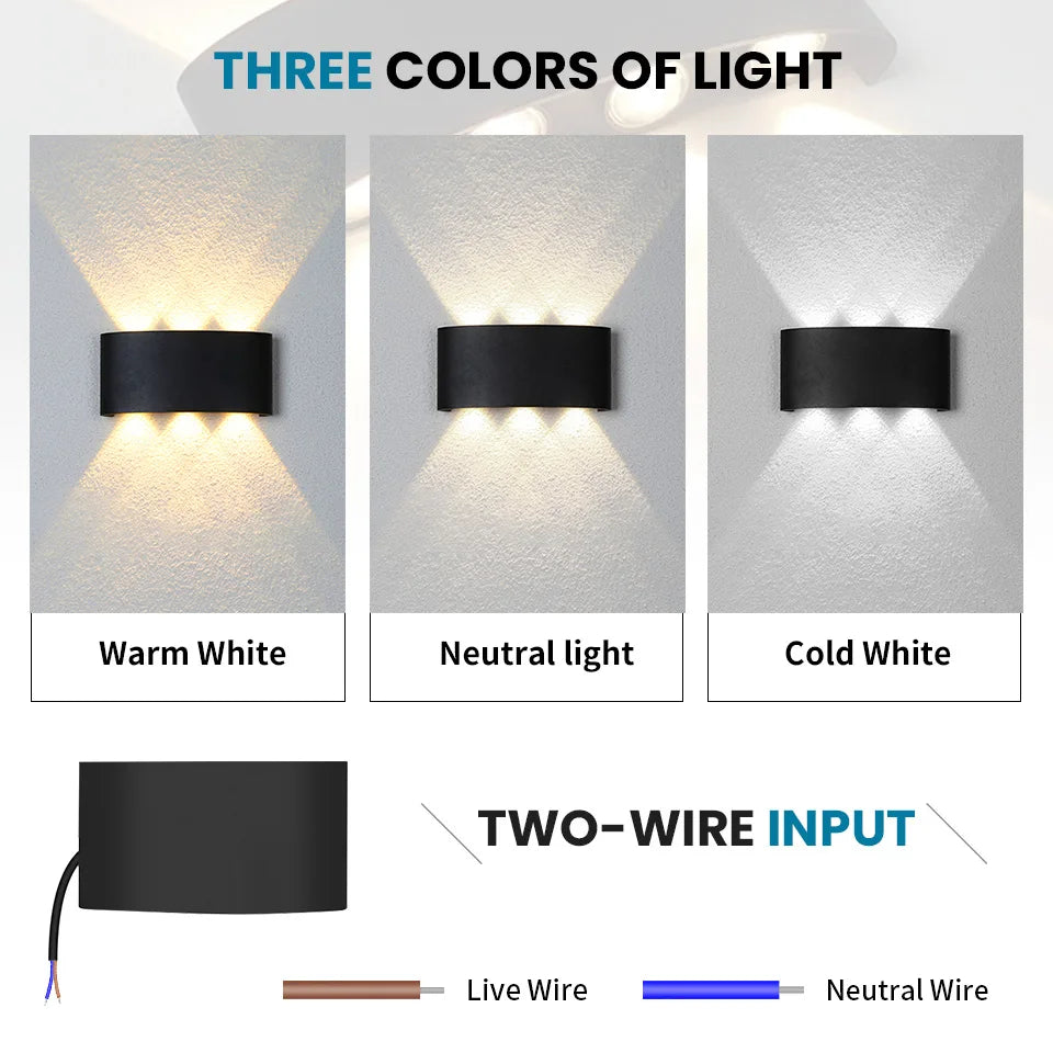 6W LED Wall Light Outdoor Waterproof Garden Fence Indoor Fashion Wall Lamp For Bedroom Bedside Living Room Stairs