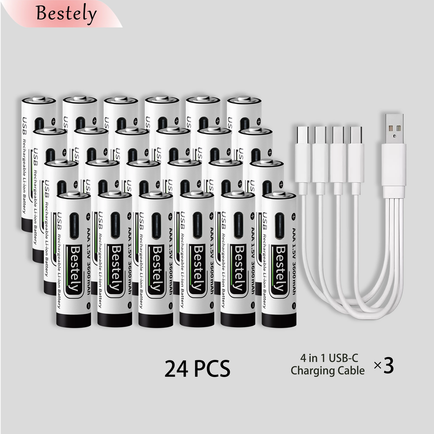 1.5V AAA 3600mAh Rechargeable Lithium Battery High Capacity Li-ion Battery USB-C Fast Charging