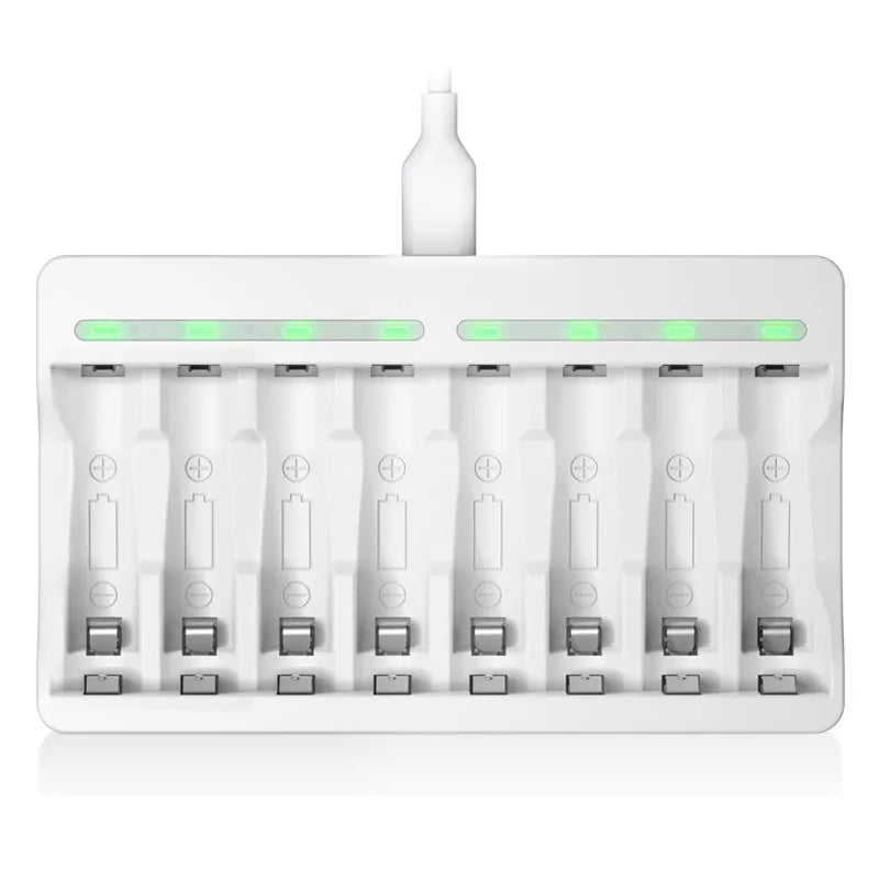 4/8-slot For Ni-MH AA AAA Rechargeable Batteries USB Individual Battery Smart Charger with 5V 2A Fast Charging Function 1.2V