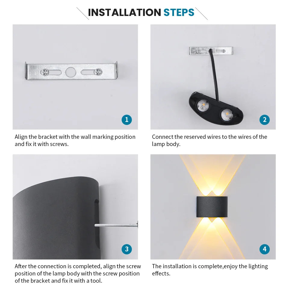 6W LED Wall Light Outdoor Waterproof Garden Fence Indoor Fashion Wall Lamp For Bedroom Bedside Living Room Stairs