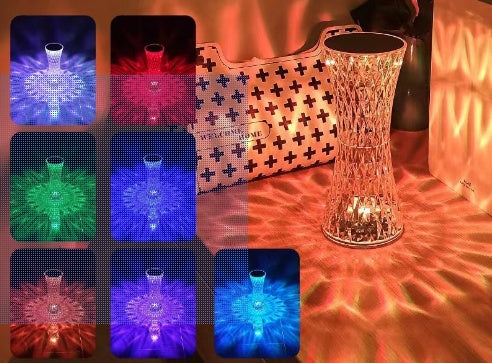 "Creative Crystal Diamond Table Lamp – Rechargeable Acrylic Bedside Light"
