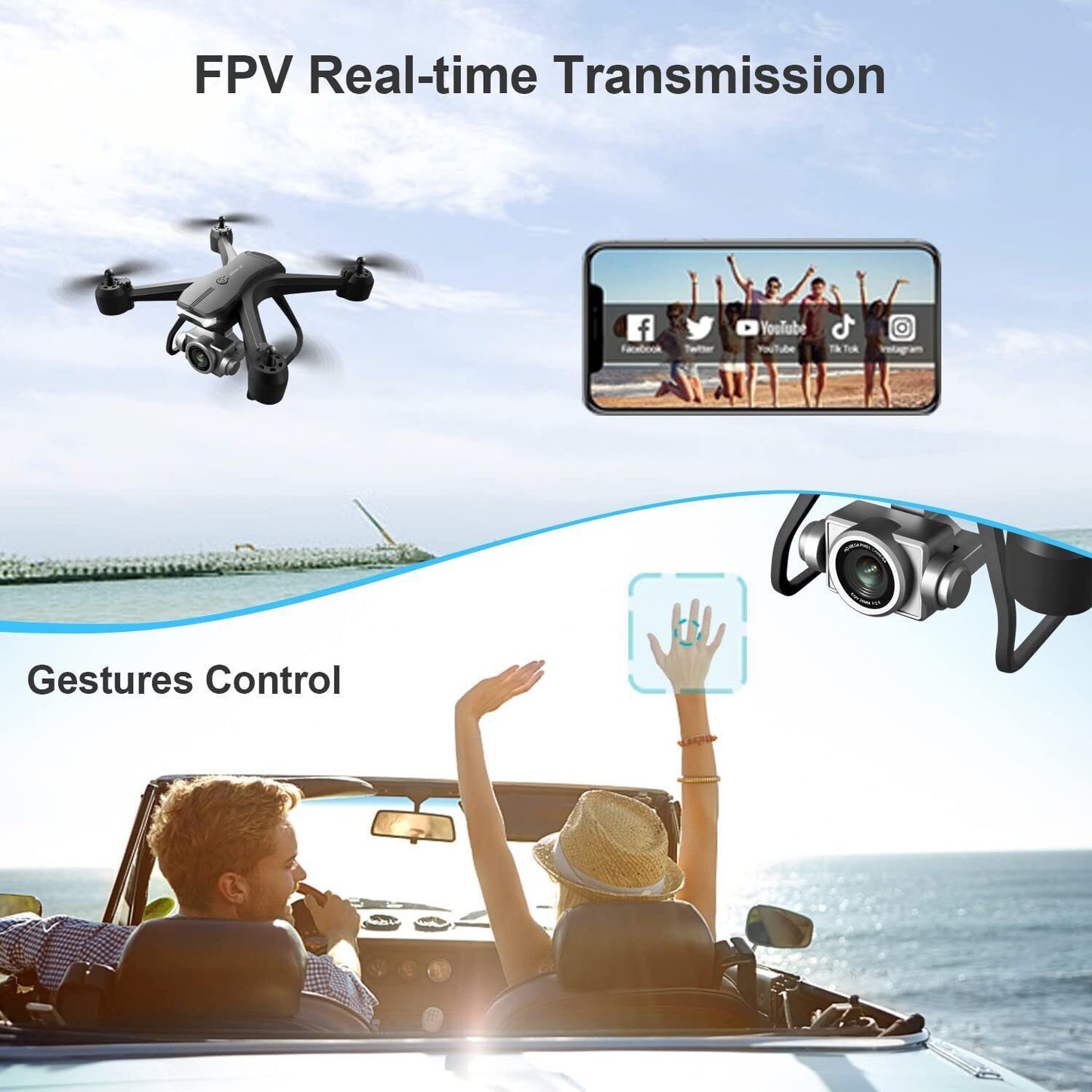 Drone professionnel V14 6K HD double caméra Wifi FPV quadricoptère RC portable