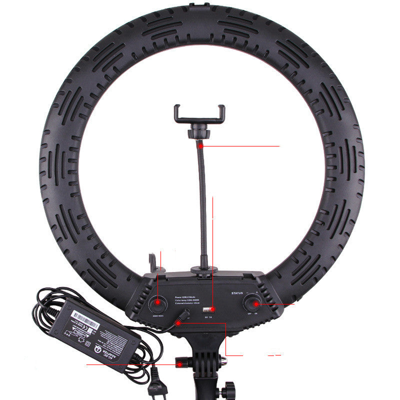 Anneau lumineux LED de 18 pouces pour photographie en direct, éclairage de beauté pour téléphone portable
