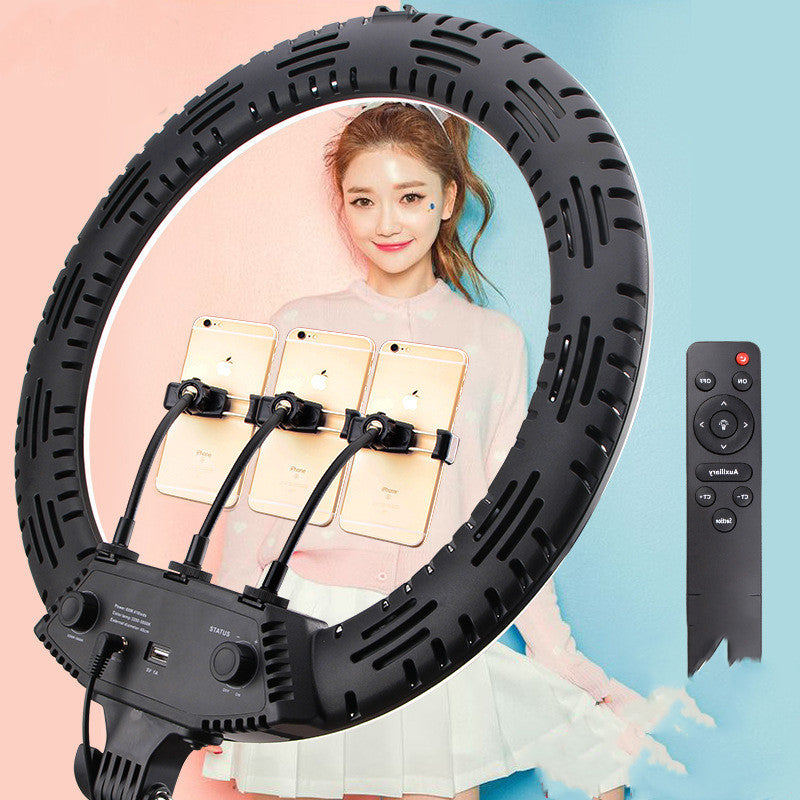 Anneau lumineux LED de 18 pouces pour photographie en direct, éclairage de beauté pour téléphone portable