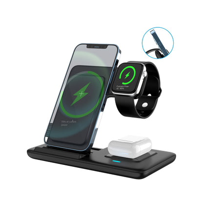 30W Foldable Wireless Charger Stand Pad Night Light Fast Charging Station For iPhone 15 14 13 12 11 X 8 Apple Watch 8 7 AirPods