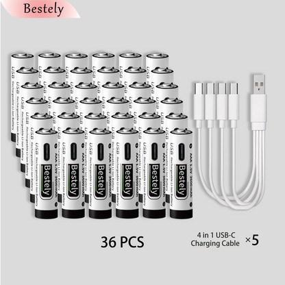 1.5V AAA 3600mAh Rechargeable Lithium Battery High Capacity Li-ion Battery USB-C Fast Charging