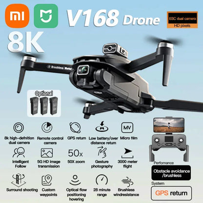 V168 Drone 8K GPS Professional HD Aerial Photography Dual-Camera Omnidirectional Obstacle Avoidance Drone Original