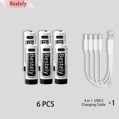 AA Rechargeable Batteries 1.5V 5800mAh Li-ion Battery Long-Lasting High Capacity Lithium,2000 Cycle with free USB-C cables