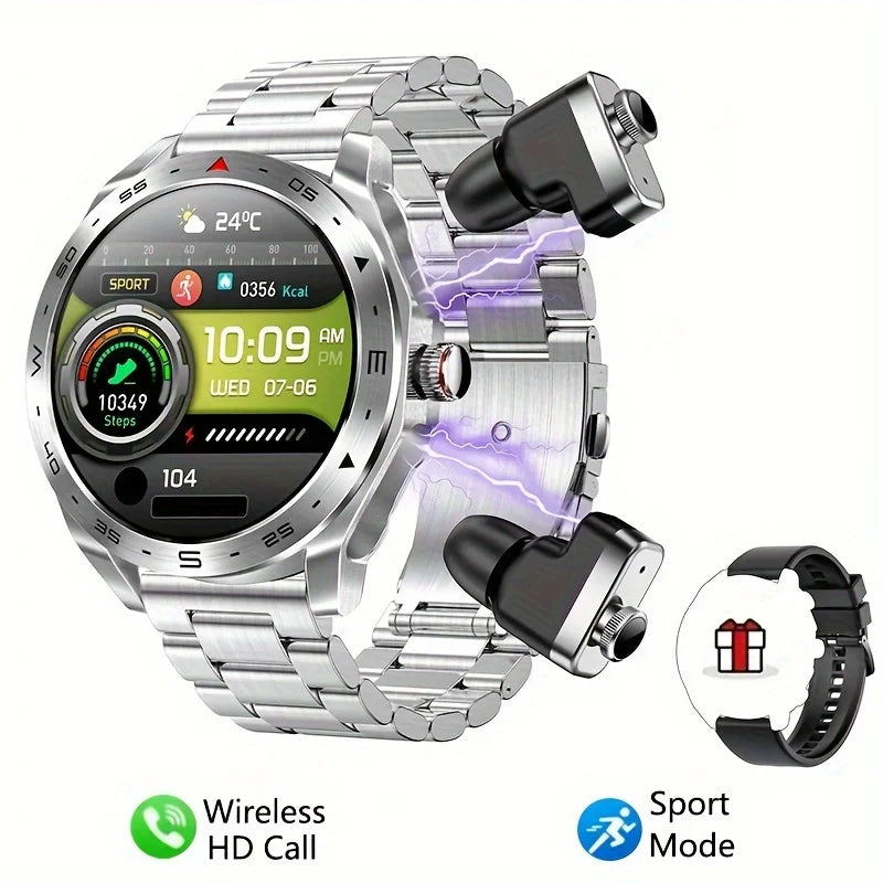 Montre connectée TWS 2-en-1 avec écouteurs Bluetooth, son Hi-Fi, GPS et fréquence cardiaque