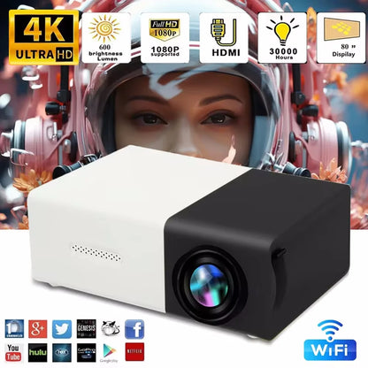 Mini projecteur de cinéma adapté au camping en plein air, aux cinémas en plein air et aux home cinémas, avec une durée de vie de 30 000 heures