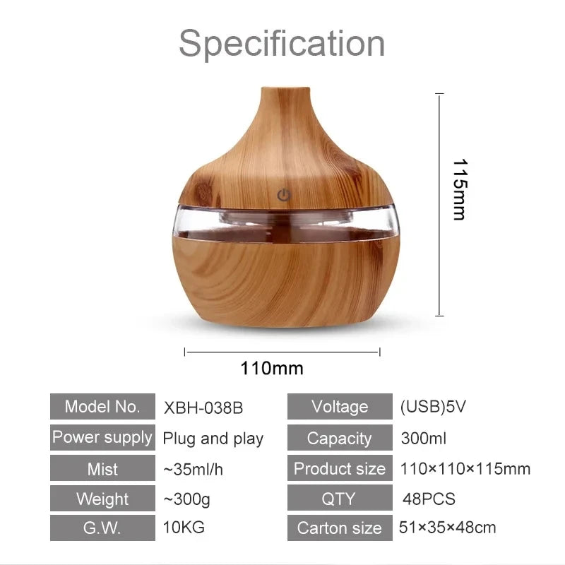 Wood Ultrasonic Air Humidifier Aroma Diffuser