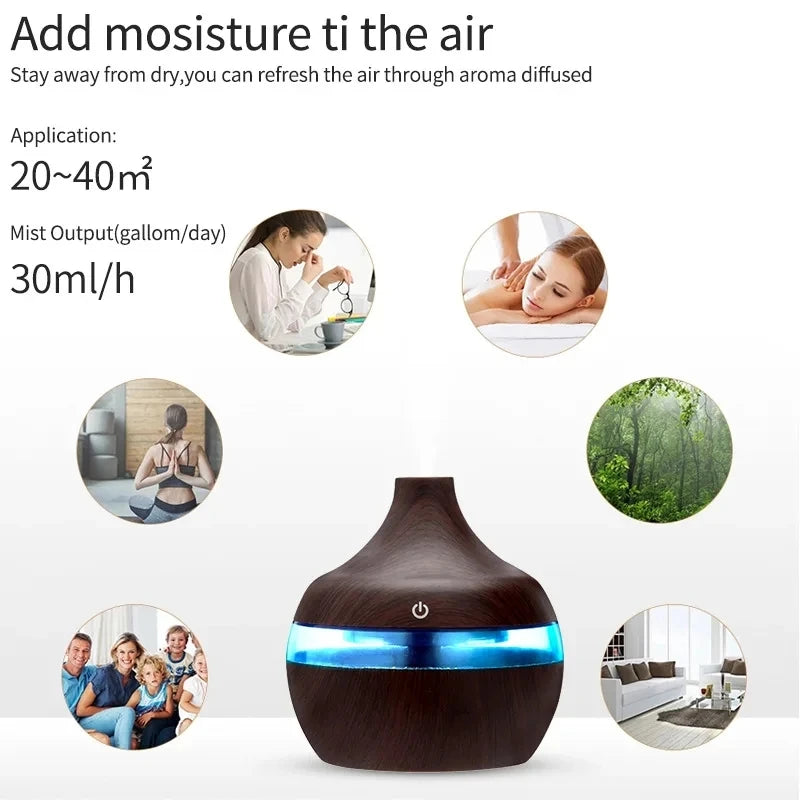 Wood Ultrasonic Air Humidifier Aroma Diffuser