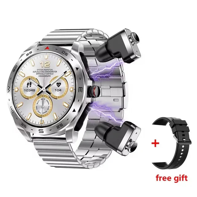Montre connectée TWS 2-en-1 avec écouteurs Bluetooth, son Hi-Fi, GPS et fréquence cardiaque
