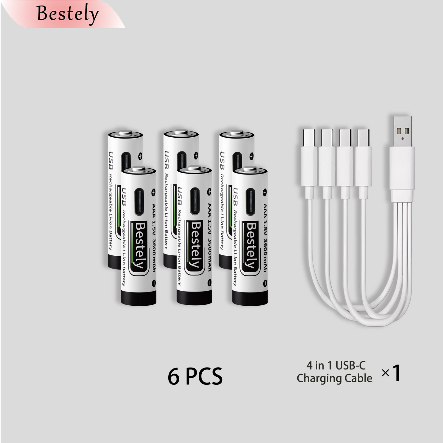 1.5V AAA 3600mAh Rechargeable Lithium Battery High Capacity Li-ion Battery USB-C Fast Charging