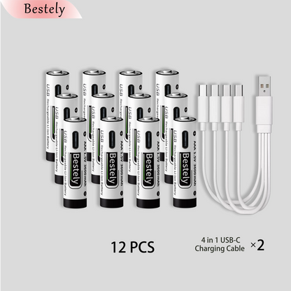 1.5V AAA 3600mAh Rechargeable Lithium Battery High Capacity Li-ion Battery USB-C Fast Charging