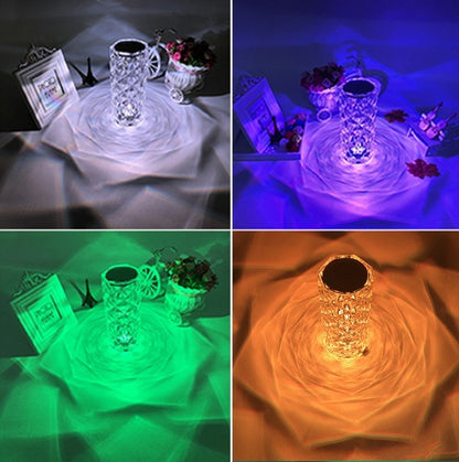 « Lampe de table créative en cristal diamant – Lampe de chevet rechargeable en acrylique »